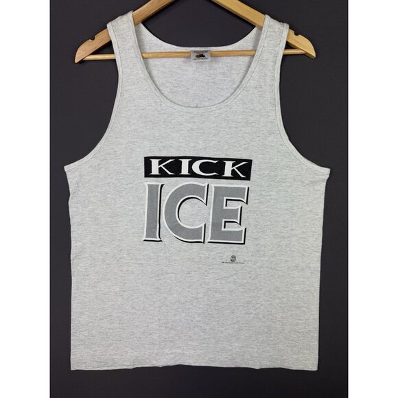 Vintage 1993 Labatt Brewing Kick Ice Beer Alcohol Tank Top Grey Shirt Logo Art - Picture 1 of 8